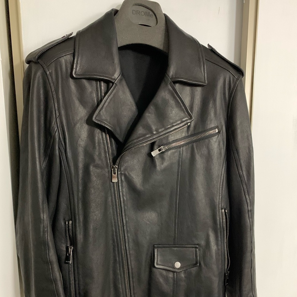 DROME Black Leather Biker Jacket